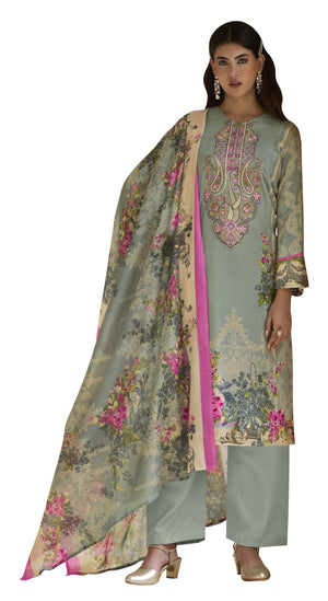 DRAVINAM Trends Unstitched Pakistani Embroidered Pure Rayon Salwar Suit Dress Materials with Cotton Dupatta