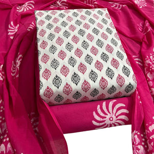 DRAVINAM Trends Unstitched Jaipuri Handmade Wax Batik Print Soft Cotton Dress Material with Dupatta