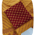 DRAVINAM Trends Women's Premium Cotton Unstitched Salwar Suit Dress Material Set | Traditional Rajasthani Gujari Block Print (Red & Mustard Yellow)