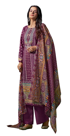 DRAVINAM Trends Women's Unstitched Salwar Suit Dress Material - Cotton Digital Printed Organza Embroidered Kameez II Unstitch Bottoms II Cotton Dupatta