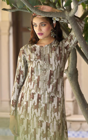 DRAVINAM Trends Women's Unstitched digital Print Woollen Viscose Pashmina embroidered Salwar Suit Dress Material with Wool Pashmina Digital Printed Shawl Dupatta