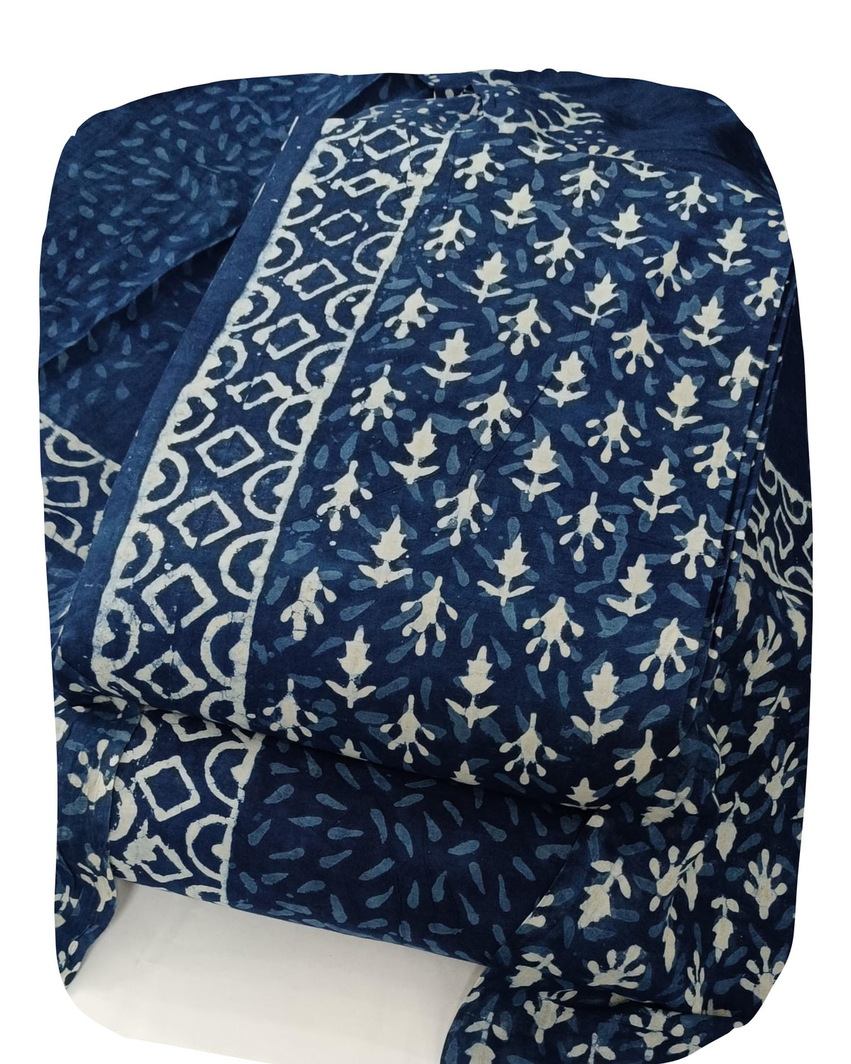 DRAVINAM Trends Hand Block Print Jaipuri Cambric Unstitched Cotton Suit Dress Material for Women with Mulmul Cotton Hand Printed Dupatta