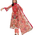 DRAVINAM Trends Women's Lawn Cotton Pakistani Embroidered Suit Dress Material with Unstitched Bottoms and Cotton Dupatta