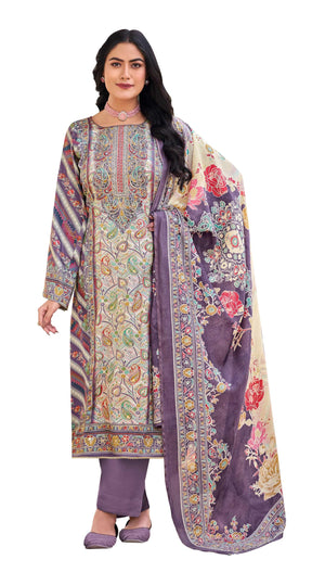 DRAVINAM Trends Women's Unstitched Premium Jam Cotton Embroidered Suit Material with Cotton Cutwork Dupatta