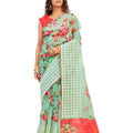 DRAVINAM Trends Women's Khadi Saree With Blouse Piece (NaaOr_2_Green Light)