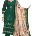 DRAVINAM Trends Kurti 2.50 mtrs, Pure Cotton (3 mtrs apx), Pure MAL MAL Cotton Dupatta Digital Print|Green
