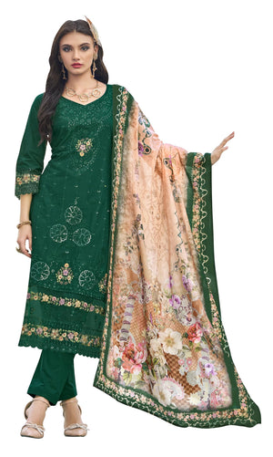 DRAVINAM Trends Kurti 2.50 mtrs, Pure Cotton (3 mtrs apx), Pure MAL MAL Cotton Dupatta Digital Print|Rust