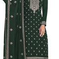 DRAVINAM Trends Women Real Georgette Heavy Zari Embroidered Pure Georgette Unstitched Suit Dress Material with Real Georgette Embroidered Heavy Dupatta (Green)