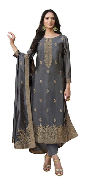 DRAVINAM Trends Unstitched Silk Jacquard Salwar suit Dress Material with Pure silk Jacquard Beautiful Dupatta (Red)
