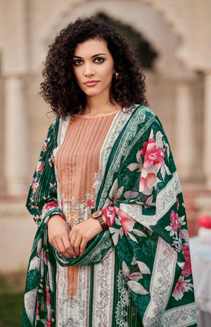 DRAVINAM Trends Women's Unstitched Pure Cotton Suit Dress Material with Heavy Lining Embroidered | Stylish Pure Cotton Print Dupatta & Solid Bottoms