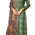 DRAVINAM Trends Women's Unstitched self Digital Print Hand embroidered Pure Woollen Pashmina Salwar Suit Dress Material with digital printed Pure woolen shawl dupatta (Green)