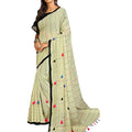 DRAVINAM Trends Women's Khadi Linen Saree With Blouse Piece (SareePN_6_Beige & Black)