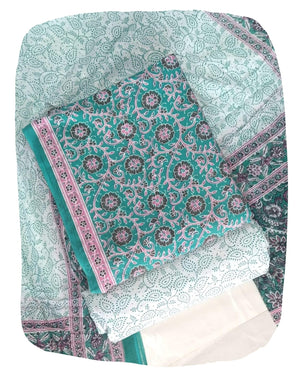 DRAVINAM Trends Jaipuri Print Cambric Cotton Unstitched Salwar Suit Dress Material for Women with Mulmul Cotton Dupatta