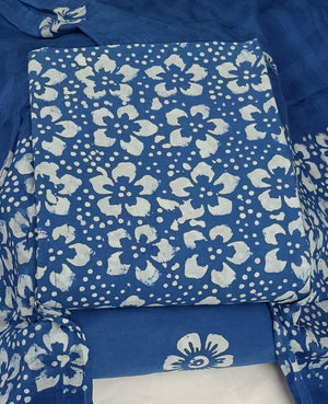 DRAVINAM Trends Unstitched Jaipuri Handmade Wax Batik Print Soft Cotton Dress Material with Dupatta