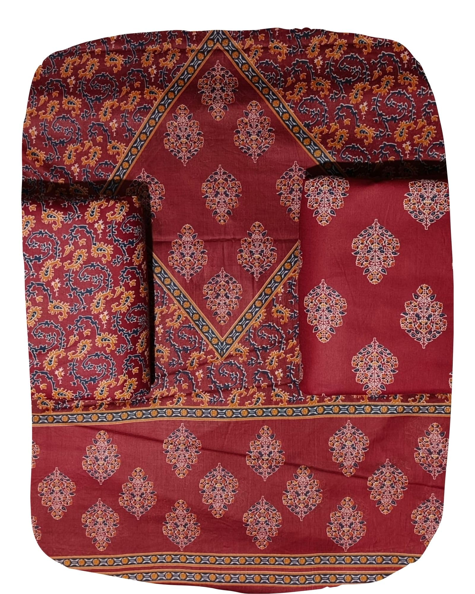 DRAVINAM Trends Jaipuri Print Cambric Cotton Unstitched Salwar Suit Dress Material for Women with Mulmul Cotton Dupatta