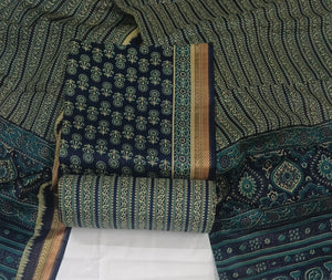 DRAVINAM Trends Jaipuri Print Pure Cotton Unstitched Salwar Suit Dress Material for Women with Zari Borders and Cotton Dupatta