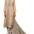DRAVINAM Trends Women's Unstitched digital Print Pure Woollen Pashmina Salwar Suit Dress Material with printed woolen shawl dupatta (Beige)