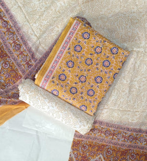 DRAVINAM Trends Jaipuri Print Cambric Cotton Unstitched Salwar Suit Dress Material for Women with Mulmul Cotton Dupatta
