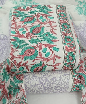 DRAVINAM Trends Hand Block Dabu Print Indigo Cambric Unstitched Cotton Suit Dress Material for Women with Mulmul Cotton Hand Printed Dupatta