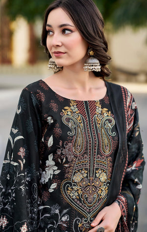 DRAVINAM Trends Women's Unstitched Salwar Suit Dress Material - Cotton Digital Printed Organza Embroidered Kameez II Unstitch Bottoms II Cotton Dupatta
