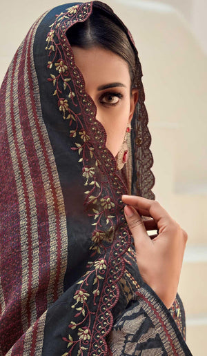 DRAVINAM Trends Women's Unstitched Salwar Suit Dress Material - Cotton Digital Printed Organza Embroidered Kameez II Unstitch Bottoms II Cotton Dupatta
