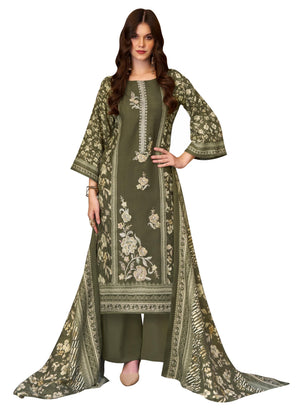 DRAVINAM Trends Women's Winter wear unstitched Printed Woollen Pashmina Embroidery Work Unstitched Salwar Suit Dress Material with Pashmina Printed Shawl Dupatta