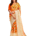 DRAVINAM Trends Women's Embroidered Jute Cotton Saree With Blouse Piece (NaaOr_1_Light Orange)