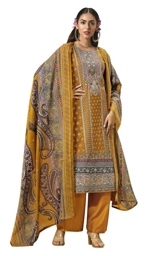 DRAVINAM Trends Women's Unstitched Salwar Suit Dress Material - Cotton Digital Printed Organza Embroidered Kameez II Unstitch Bottoms II Cotton Dupatta