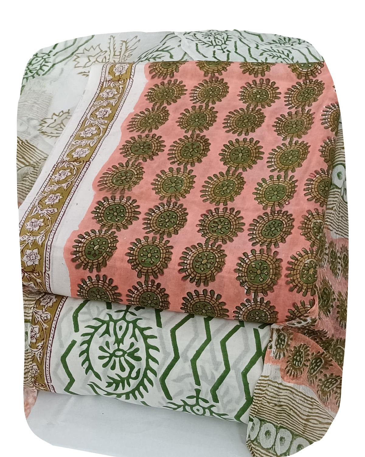 DRAVINAM Trends Hand Block Print Cambric Cotton Unstitched Salwar Suit Set for Women with Pure Chiffon Hand Printed Dupatta