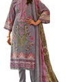 DRAVINAM Trends Unstitched Pakistani Print Embroidered Cotton Salwar Suit Dress Materials with Cotton Dupatta