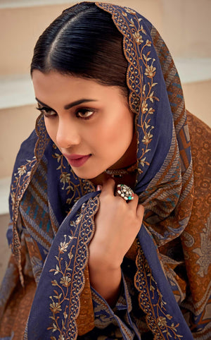 DRAVINAM Trends Women's Unstitched Salwar Suit Dress Material - Cotton Digital Printed Organza Embroidered Kameez II Unstitch Bottoms II Cotton Dupatta