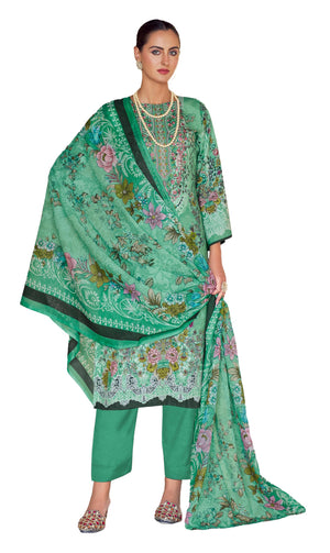 DRAVINAM Trends Unstitched Pakistani Embroidered Pure Cotton Salwar Suit Dress Materials with Cotton Dupatta