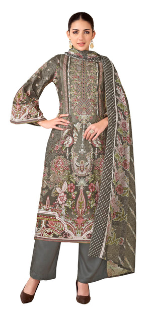 DRAVINAM Trends Unstitched Pakistani Embroidered Pure Cambric Cotton Salwar Suit Dress Materials with Cotton Dupatta