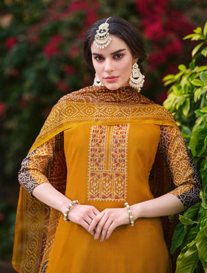 DRAVINAM Trends Women's Unstitched Salwar Suit Dress Material - Cotton Digital Printed Organza Embroidered Kameez II Unstitch Bottoms II Cotton Dupatta