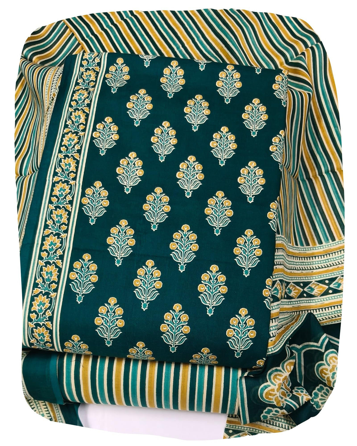 DRAVINAM Trends Jaipuri Print Cambric Cotton Unstitched Salwar Suit Dress Material for Women with Mulmul Cotton Dupatta