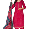 DRAVINAM Trends Women's Pure Viscose Upada Silk Sequence work Unstitched Salwar Suit Material with Pure Muslin Digital Print Sequence Dupatta (Free size_Red)