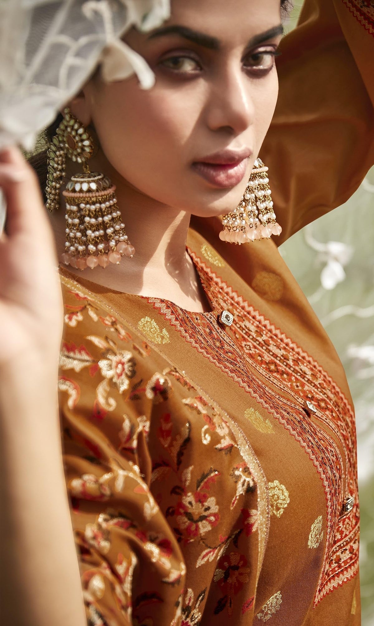 DRAVINAM Trends Women's Unstitched kanni Weaving Jacquard Woollen Pashmina Salwar Kameez Dress Material with Pure Wool Pashmina Kaani Weaving Shawl Dupatta (Free Size)