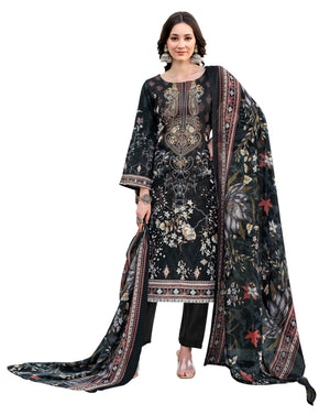 DRAVINAM Trends Women's Unstitched Salwar Suit Dress Material - Cotton Digital Printed Organza Embroidered Kameez II Unstitch Bottoms II Cotton Dupatta