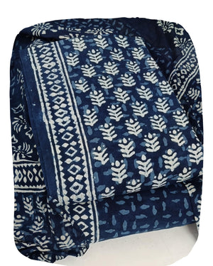 DRAVINAM Trends Hand Block Print Sanganeri Cambric Unstitched Cotton Suit Dress Material for Women with Mulmul Cotton Hand Printed Dupatta