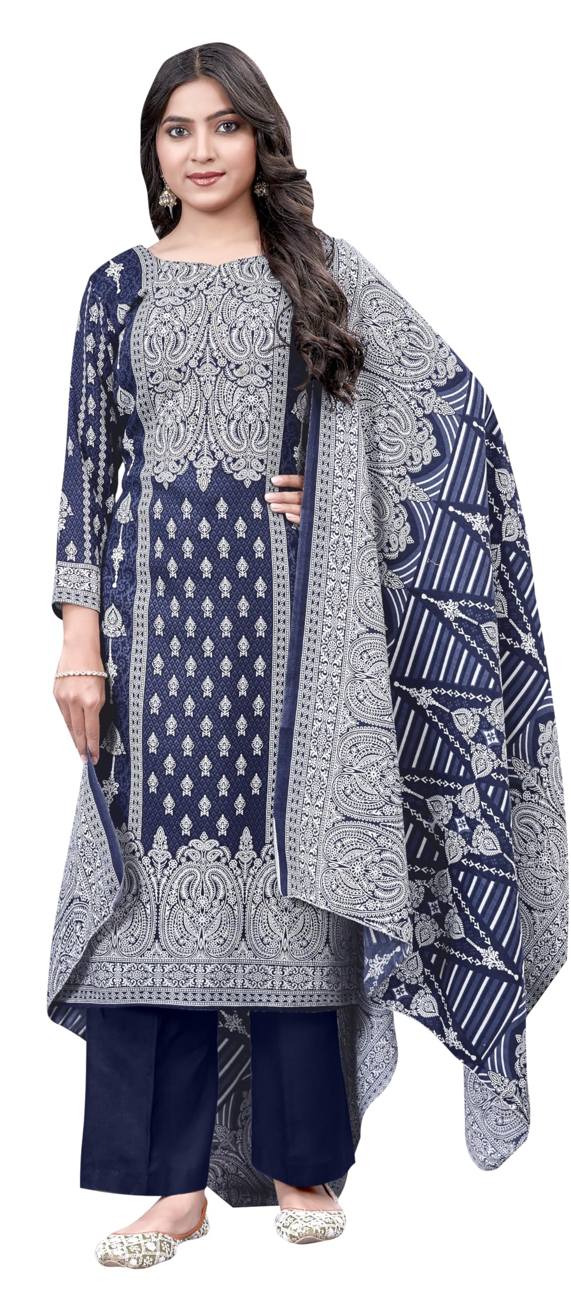 DRAVINAM Trends Women's Unstitched Winter Wear Digital Printed Heavy Woolen Pashmina Salwar Suit Dress Material with Printed Shawl Dupatta