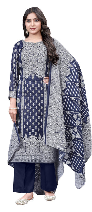 DRAVINAM Trends Women's Unstitched Winter Wear Digital Printed Heavy Woolen Pashmina Salwar Suit Dress Material with Printed Shawl Dupatta