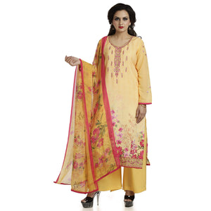 DRAVINAM Trends Women's Embroidered Pure Crepe Floral Printed Salwar Suit Dress Material with Printed Georgette Dupatta (Unstitched)