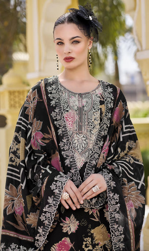 DRAVINAM Trends Pure Viscose Rayon Digital Printed Fancy Embroidered Organza Lace Suit Dress Material with Unstitched Bottoms and Cotton Cutwork Embroidered Dupatta