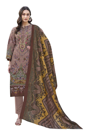 DRAVINAM Trends Women's Stitched Pakistani Print Embroidered Pure Cotton Pant Suit Set with Cotton Printed Dupatta (XL)