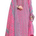 DRAVINAM Trends Pure Cotton Printed Embroidered Swaroski Work Suit Dress Material with Unstitched Bottoms and Cotton Dupatta