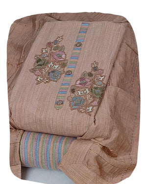 DRAVINAM Trends Women's Cotton Floral Printed Unstitched Suit Set with Embroidered Pin-Tuck Yoke & Soft Silk Dupatta