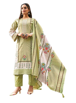 DRAVINAM Trends Unstitched Pure Lawn Camric Digital Print Neck and Daman Heavy Cutwork Embroidery Ladies Salwar suit Material with Lawn Cotton dupatta