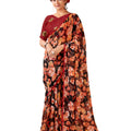 DRAVINAM Trends Women's Pure georgette Bandhani Print saree with Lace Borders and Solid Blouse Piece (Black)