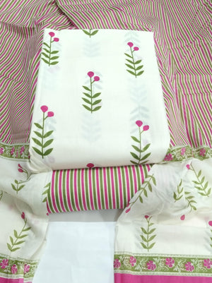 DRAVINAM Trends Jaipuri Print Cambric Cotton Unstitched Salwar Suit Dress Material for Women with Mulmul Cotton Dupatta