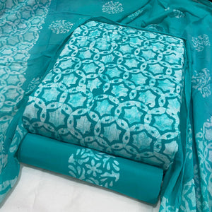 DRAVINAM Trends Unstitched Jaipuri Handmade Wax Batik Print Soft Cotton Dress Material with Dupatta